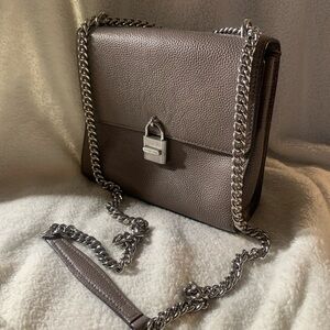Michael Kors Padlock Gray Leather Crossbody
